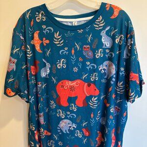 Pixie Lady Teal Animal Print T Shirt Size M *NWT*